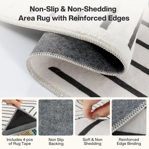 Tribesigns geometrisch laagpolig tapijt, antislip onderzijde, machinewasbaar tot 30 °C, OEKO-TEX gecertificeerd