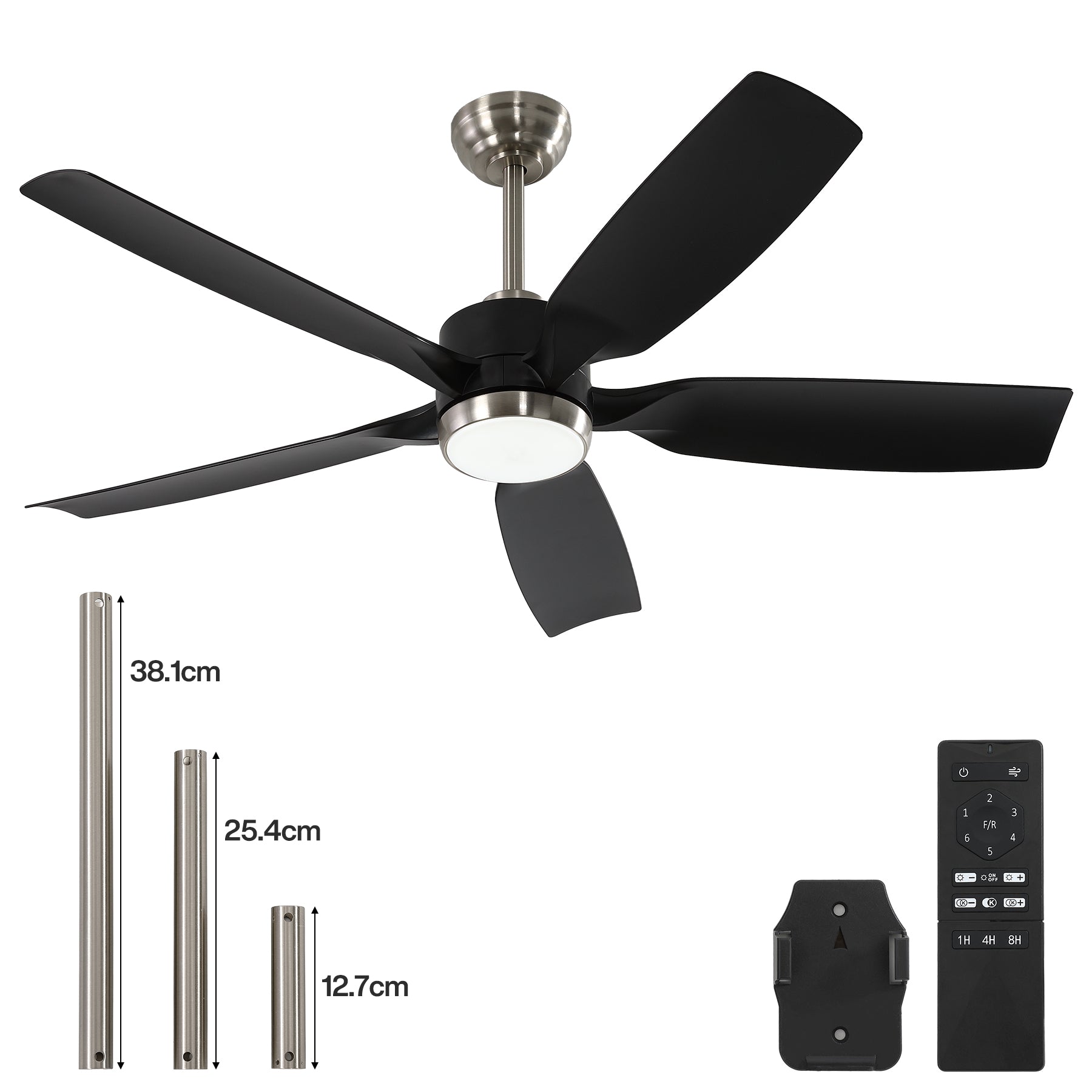 132 cm Tribesigns moderne plafondventilator met licht en afstandsbediening, 5-bladige ventilatorlamp met dimbare ledverlichting voor woonkamer terras en veranda [Energieklasse E]