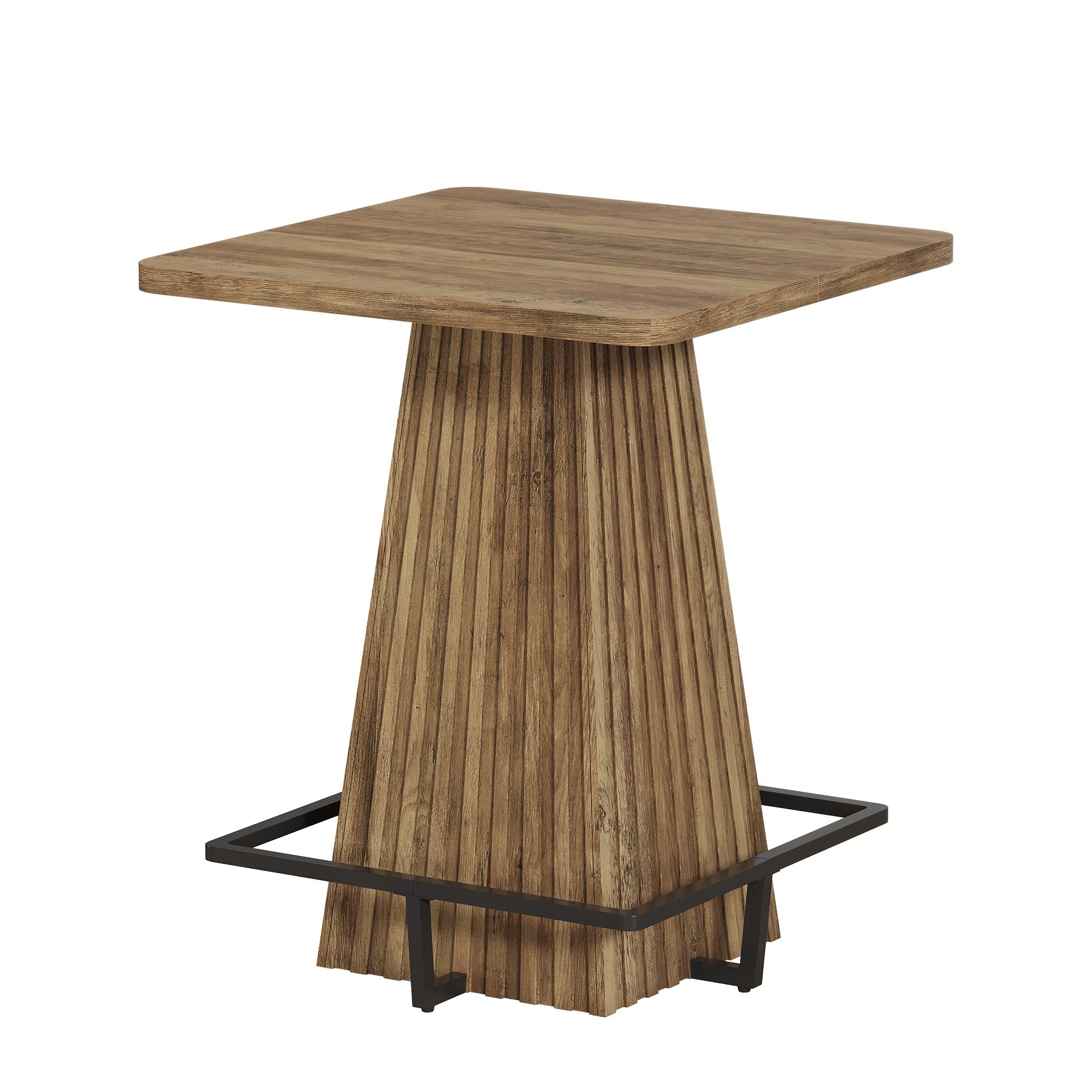 Tribesigns bartafel van 80 cm, vierkante hoge tafel met metalen voetensteun in landelijke stijl