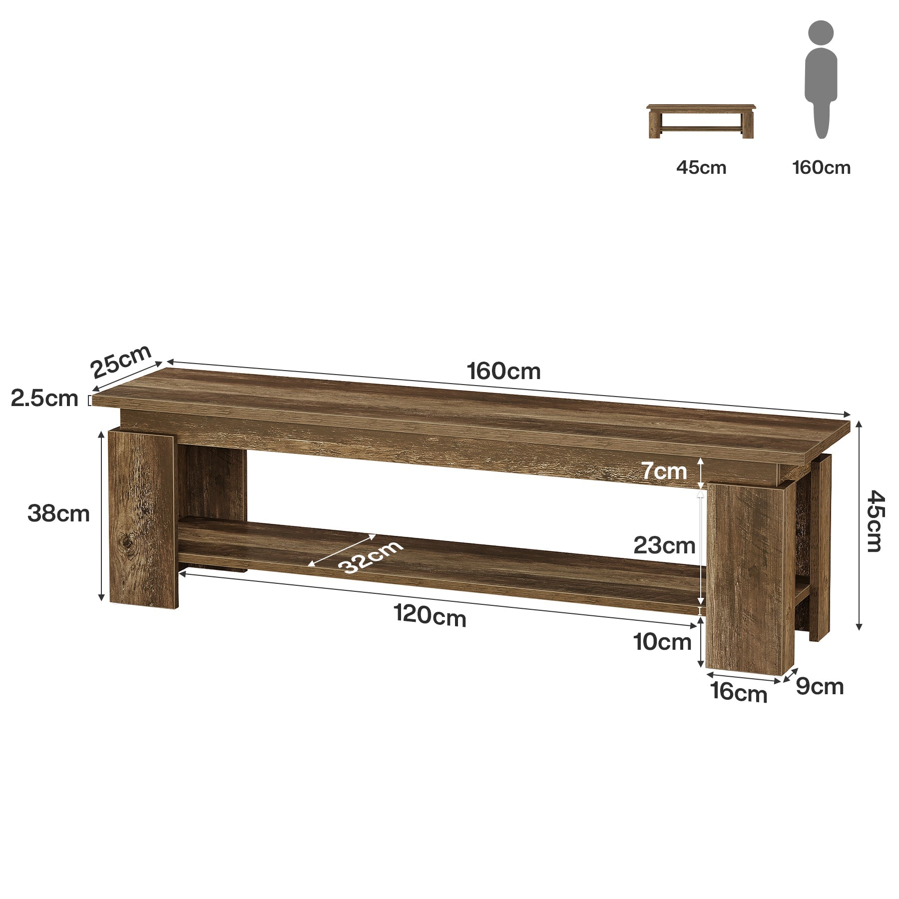 Tribesigns Schoenenbank 160 cm met opbergplank, halbank zitbank voor entree, slaapkamer & eetkamer