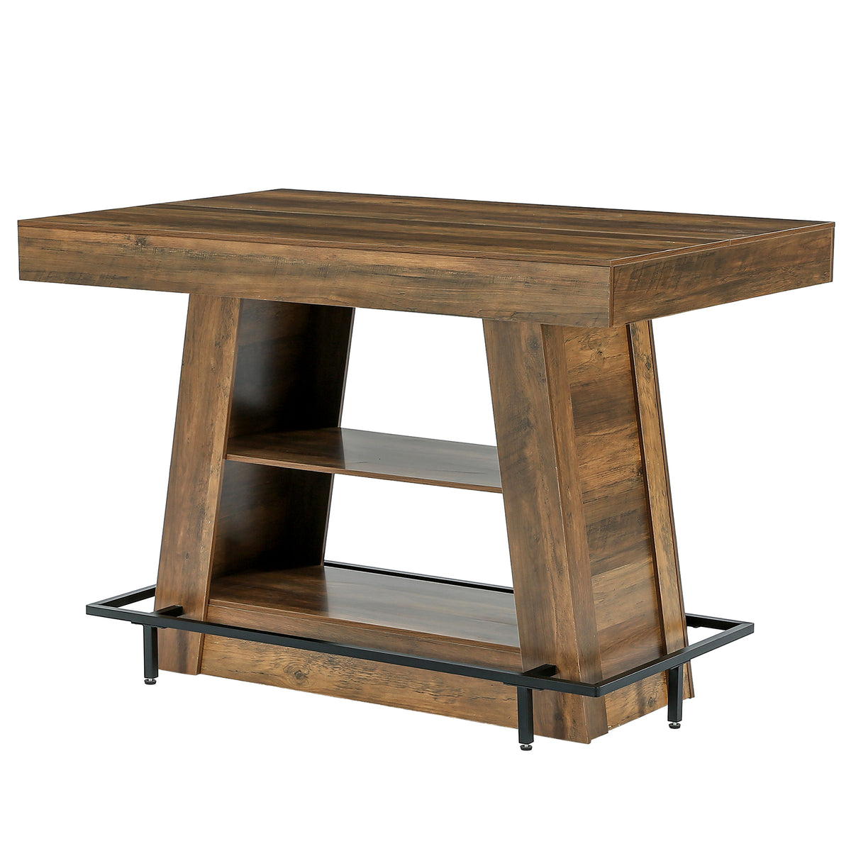 120 cm Tribesigns hoge bartafel met 3 opbergplanken, industriële keukentafel met voetsteun voor eetkamer