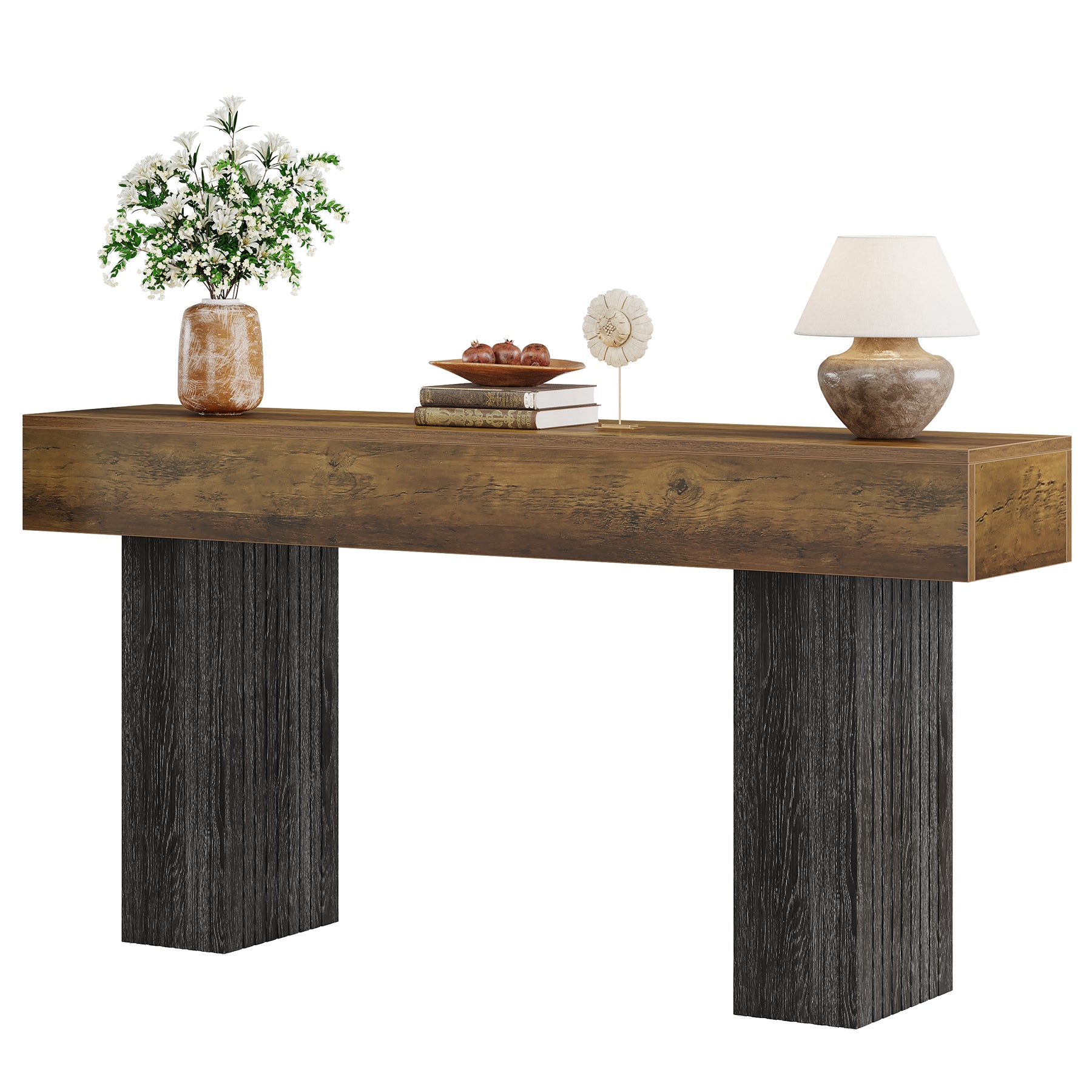 160 cm Lange Entreetafel van Hout, Landelijke Consoletafel voor Hal en Woonkamer