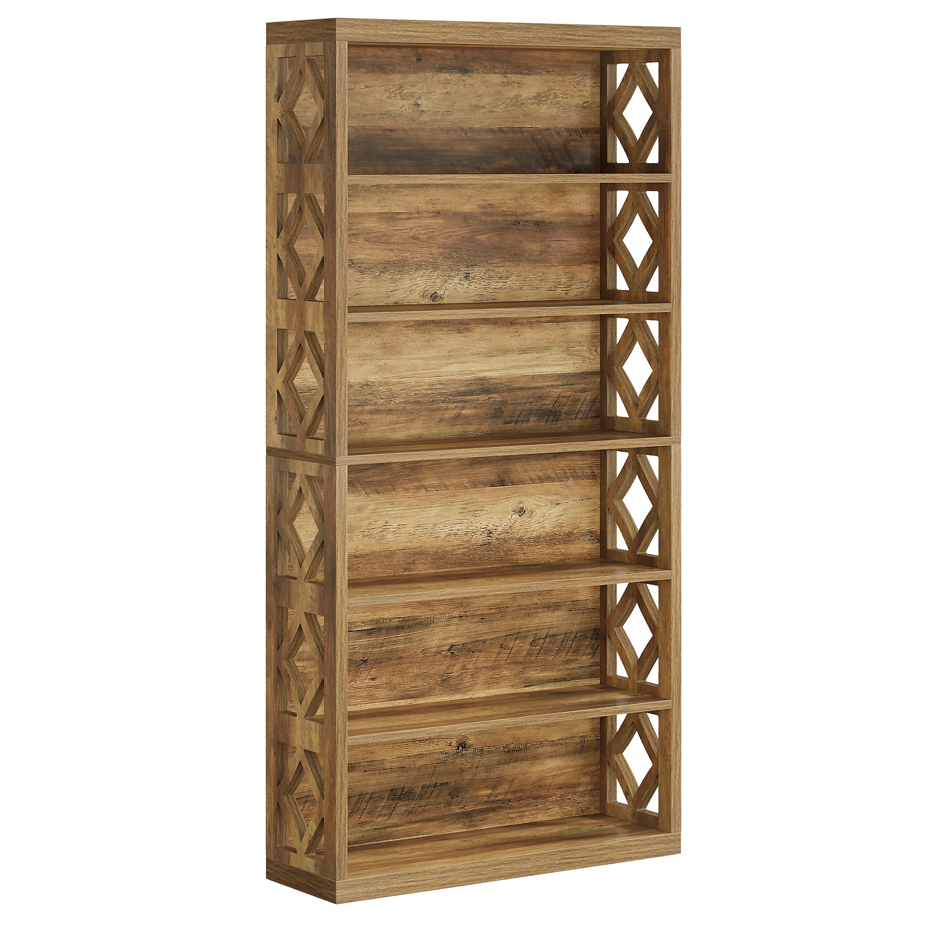 190 cm Tribesigns Hoge Boekenkast met 7 Niveaus, Industrieel Open Opbergrek voor Woonkamer en Kantoor