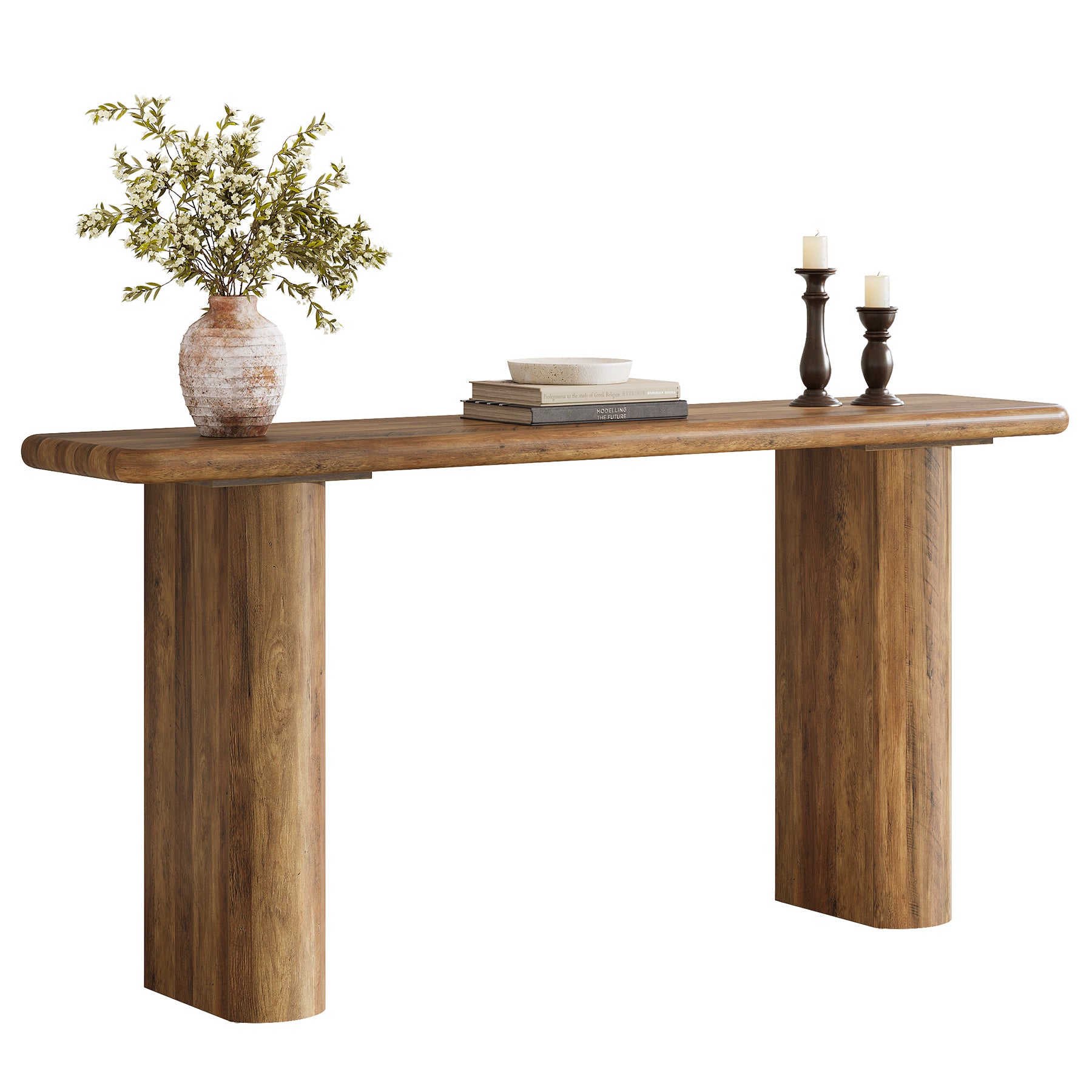 160 cm Industriële Consoletafel, Landelijke Houten Banktafel voor Hal en Woonkamer