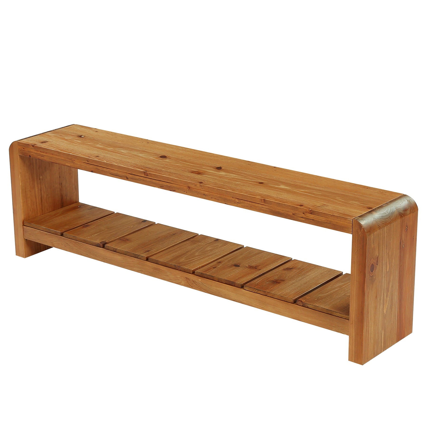 Tribesigns 150 cm TV-Meubel van Massief Hout voor TV's van 55–65 Inch, Landelijke TV-Kast met Open Opbergvak
