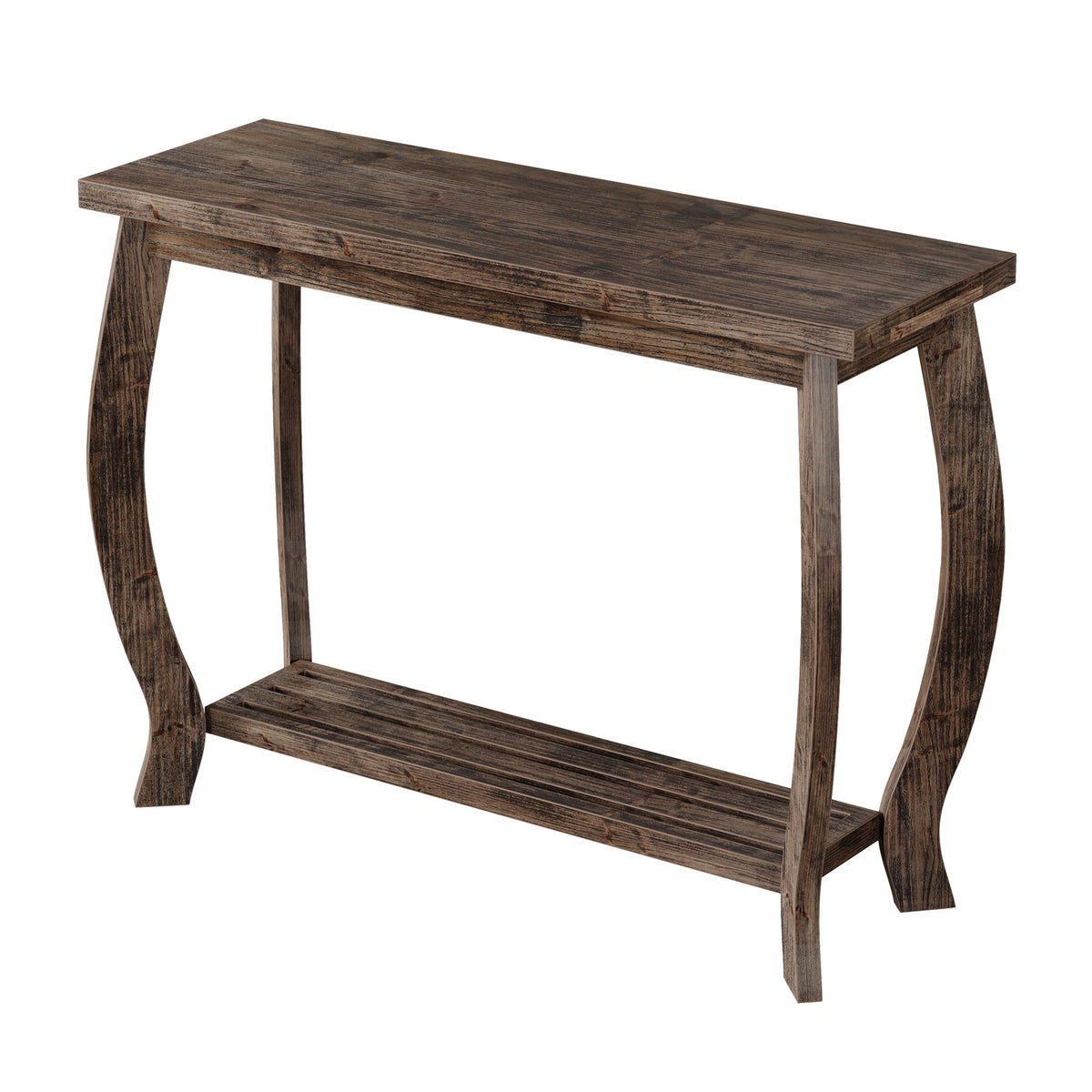 Tribesigns massief houten consolentafel 105 cm, smalle haltafel met 2 niveaus in landelijke stijl