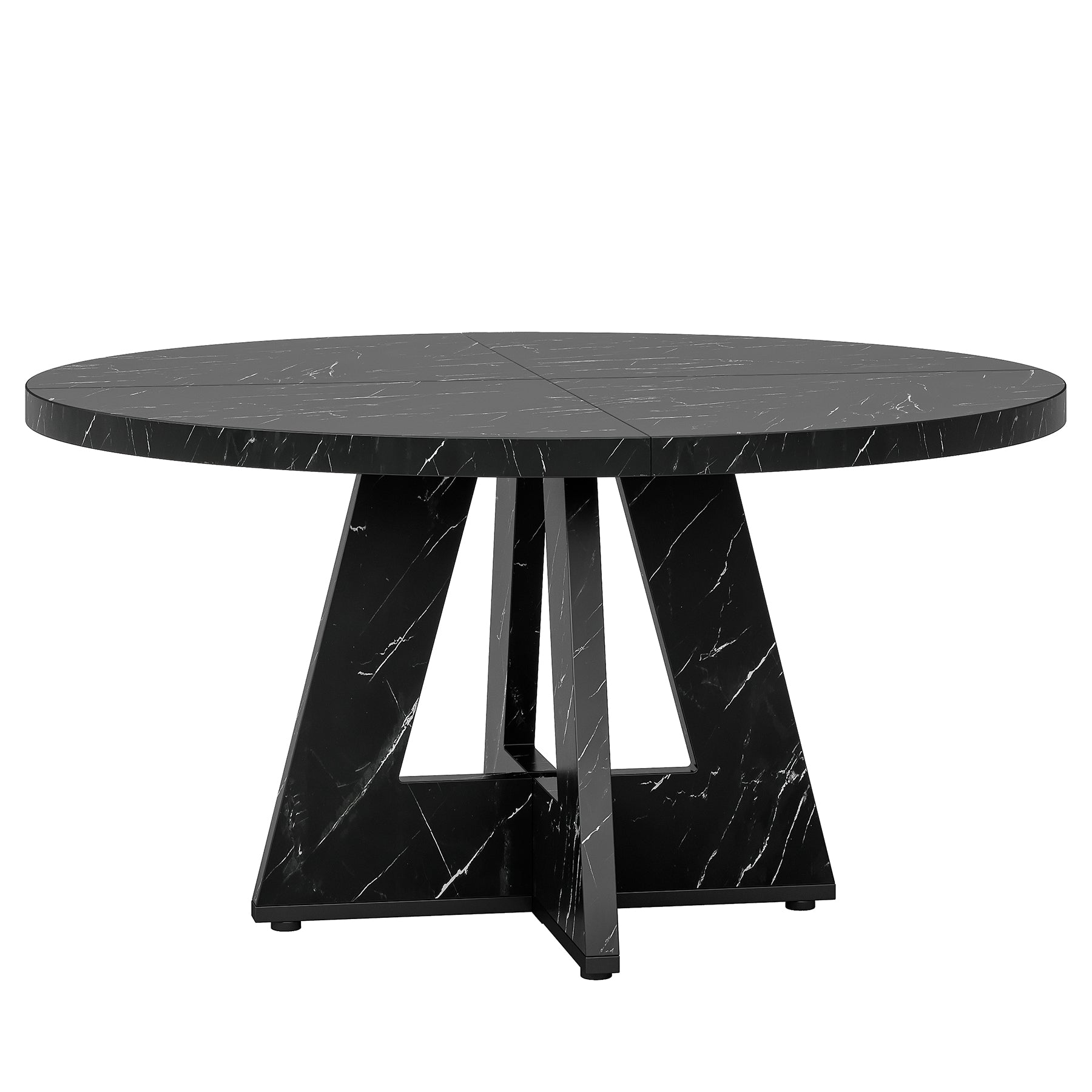 120 cm Ronde Boeren Eettafel, Bruin Houten Tafelblad voor 4 Personen in Keuken of Woonkamer