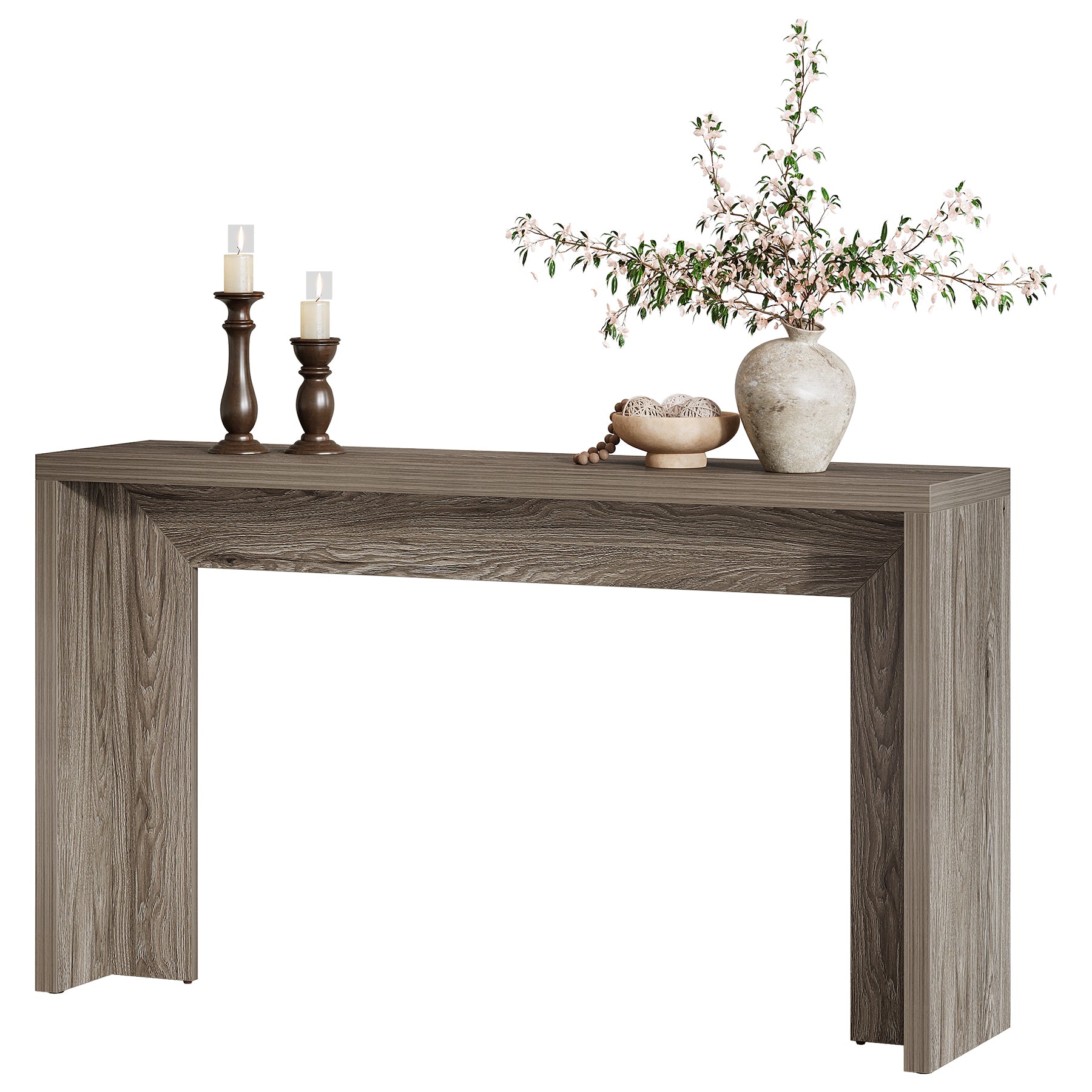 140 cm Houten Consoletafel met Opbergruimte, Landelijke Haltafel voor Entree