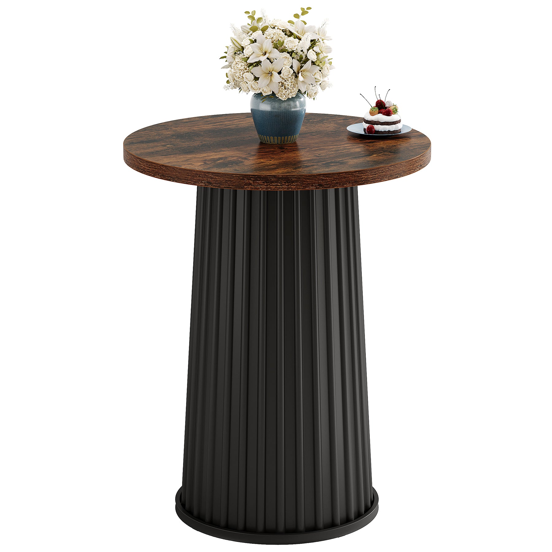 60 cm Ronde Eettafel, Moderne Keukentafel Met Metalen Voet Voor Kleine Ruimtes