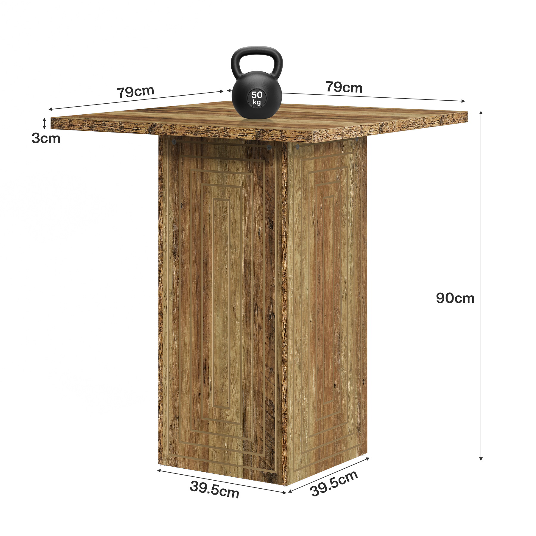 79 cm Vierkante Boerderijstijl Bartafel, Met Geometrisch Patroon voor Keuken en Woonkamer