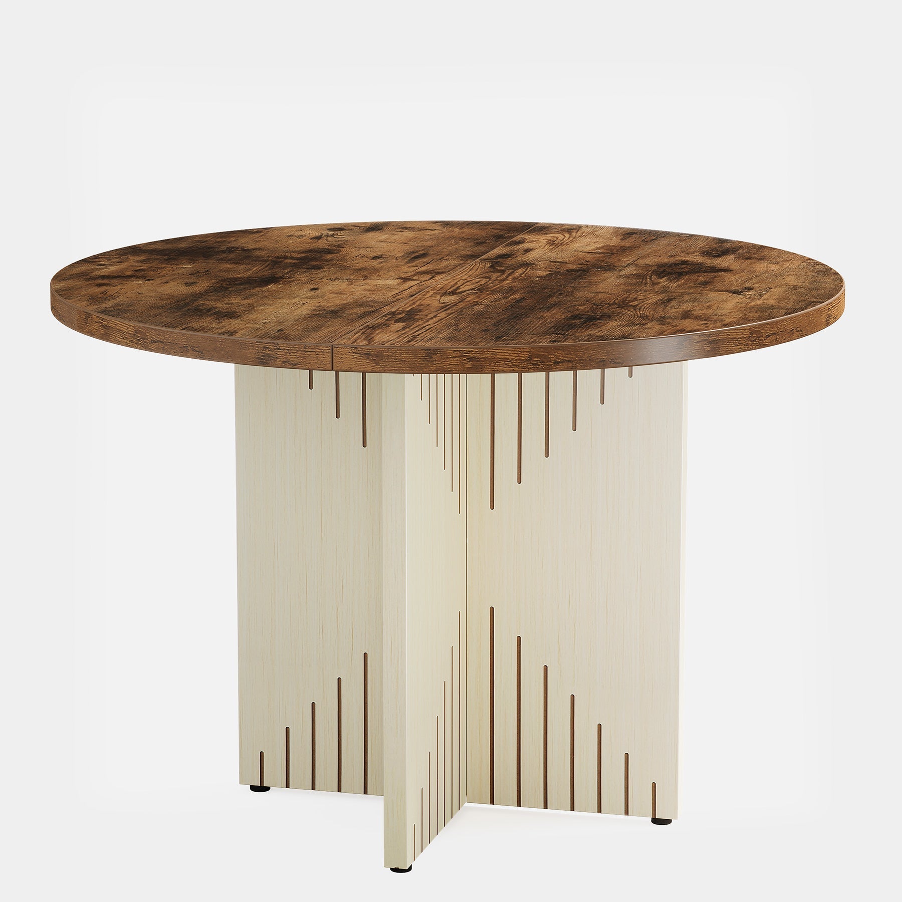 100 cm Ronde Eettafel, Vierpersoons Houten Tafel voor Keuken en Woonkamer