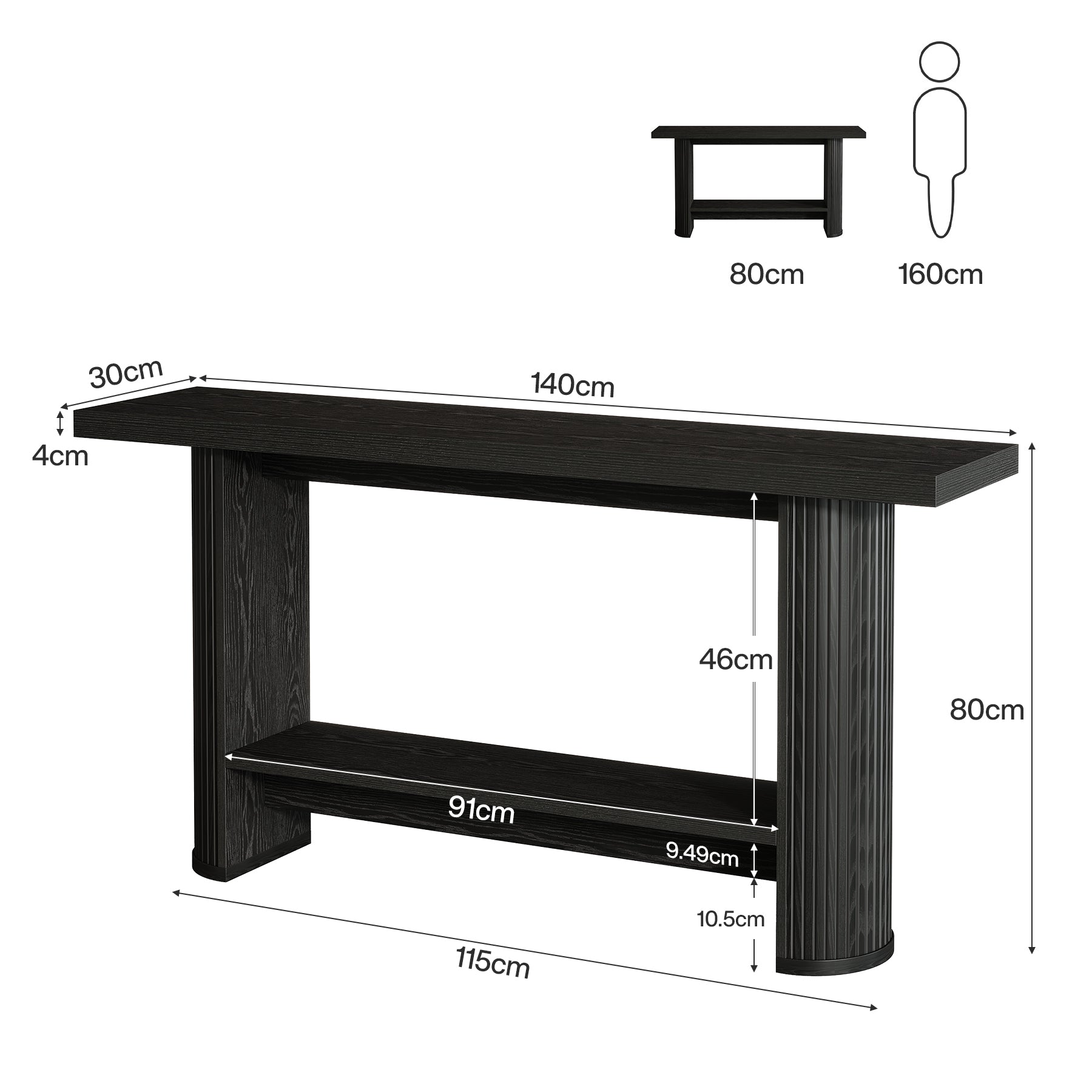 140 cm Console Tafel, Moderne Sofa Tafel Entreetafel