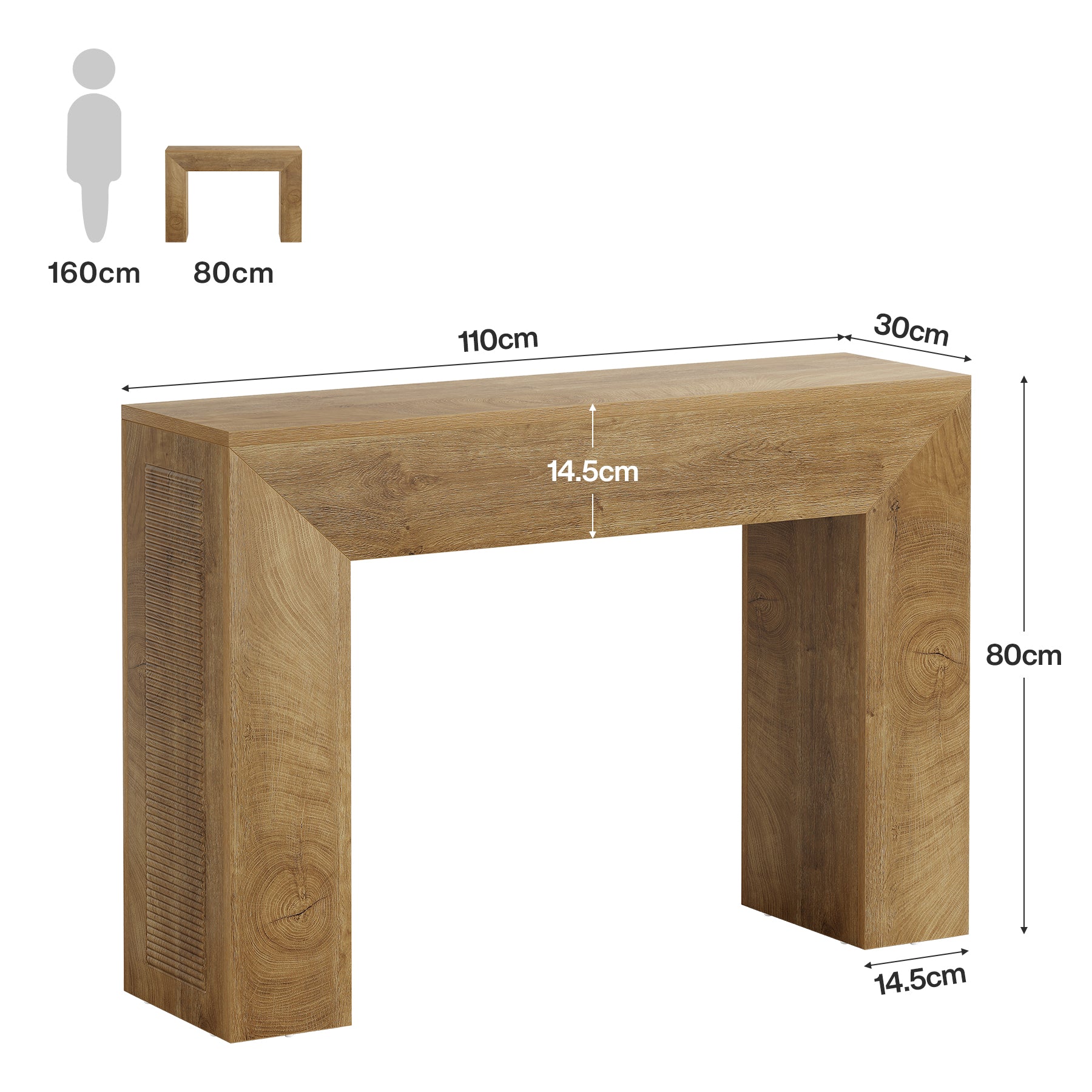 110 cm Console Tafel voor Hal, Kleine Farmhouse Sofa Tafel met Geprofileerd Ontwerp
