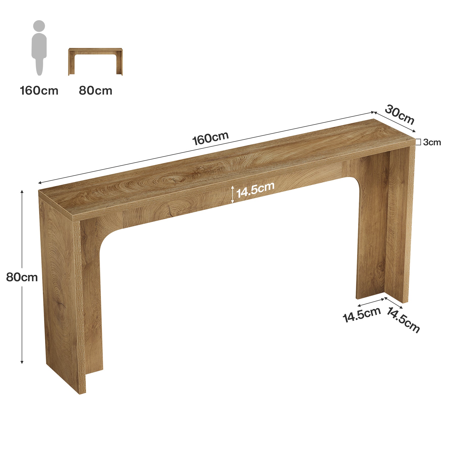 Tribesigns 160 cm Smalle Consoletafel, Moderne Haltafel van Hout