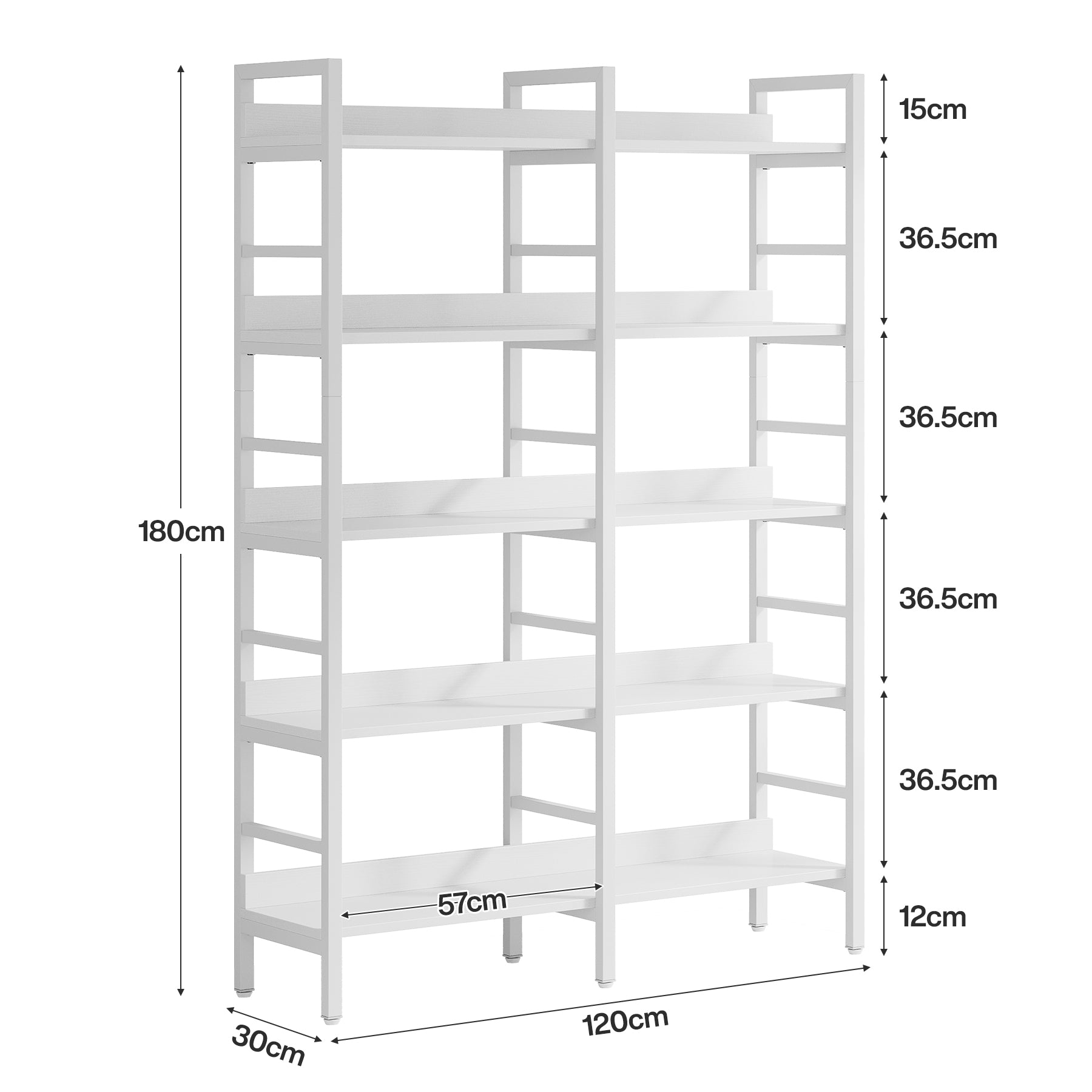 180 cm Tribesigns Boekenkast, Vijfplanken Industriële Etagere voor Woonkamer
