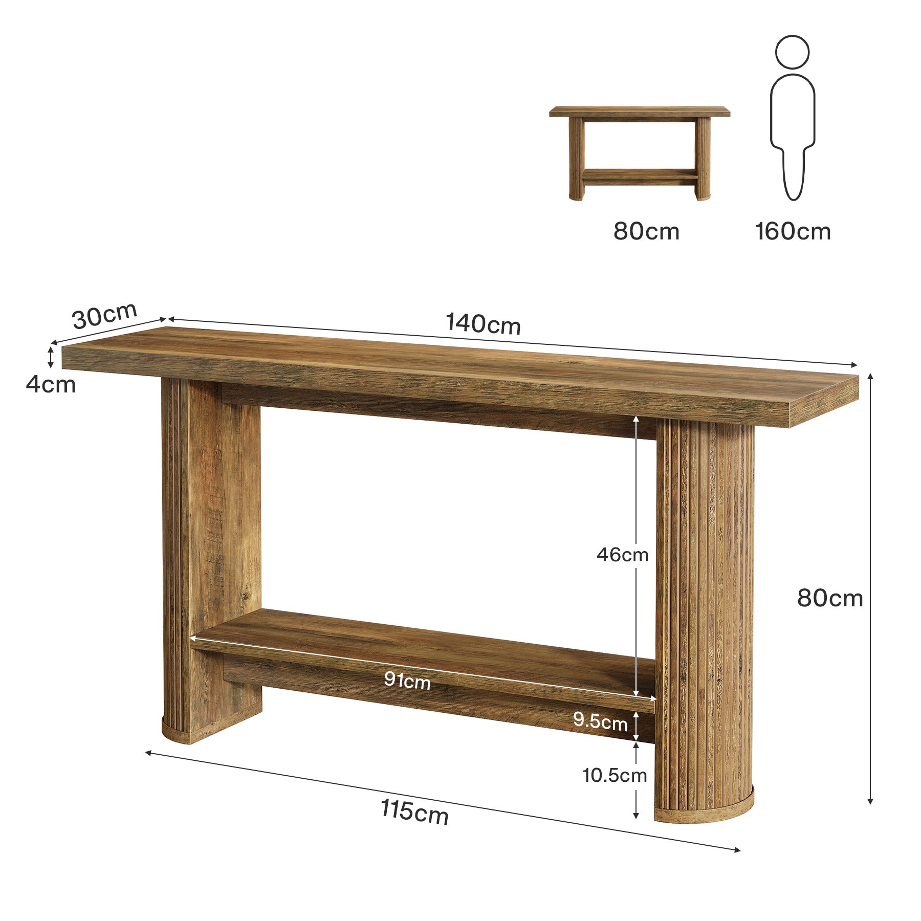 140 cm Console Tafel, Moderne Sofa Tafel Entreetafel