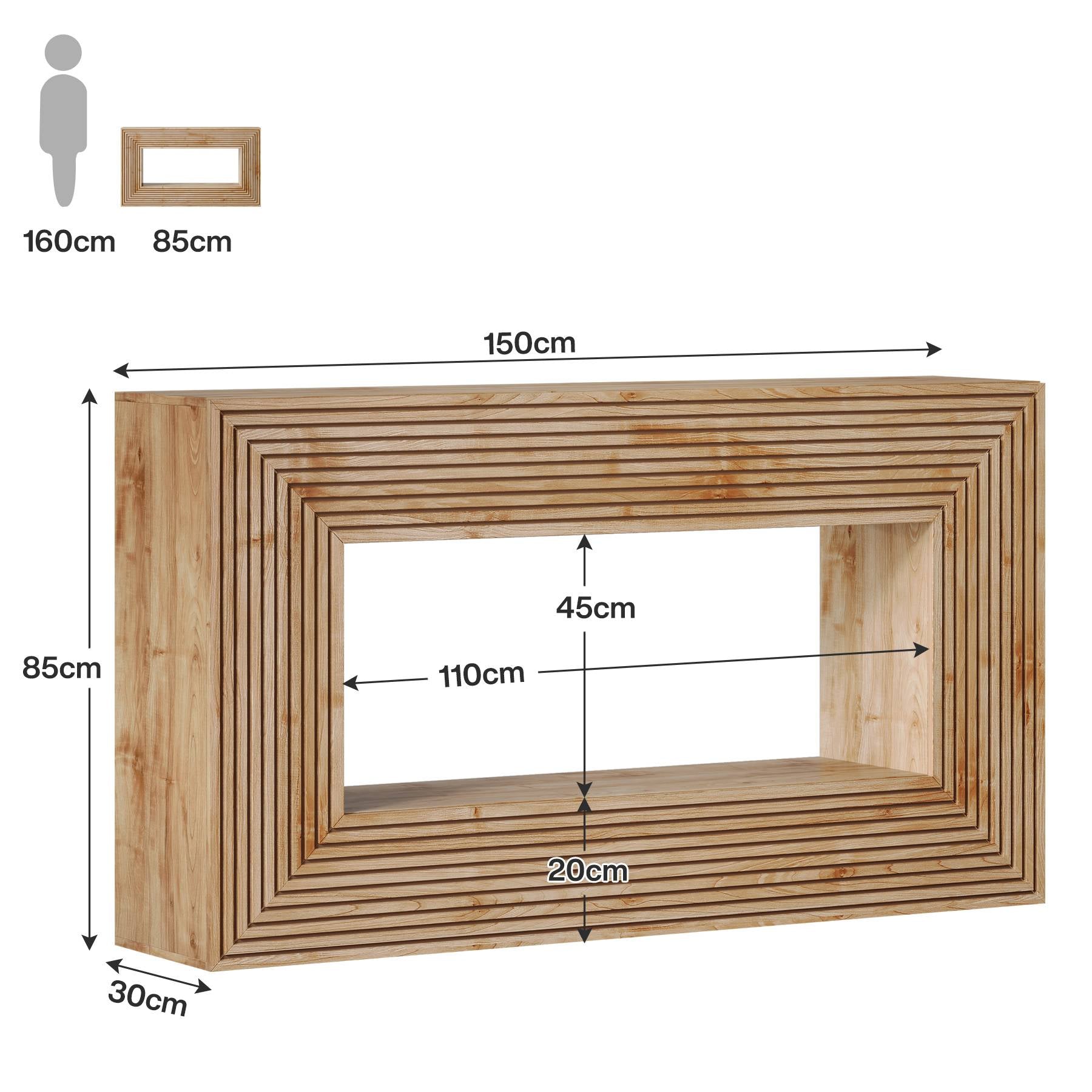 150 cm Landelijke Consoletafel, Smalle Houten Bureautafel met Opslag voor Hal en Woonkamer