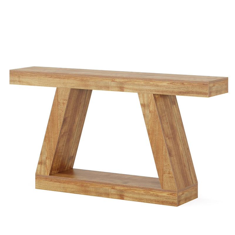 140 cm Landelijke Consoletafel, Industriële Houten Opbergtafel voor Hal en Woonkamer