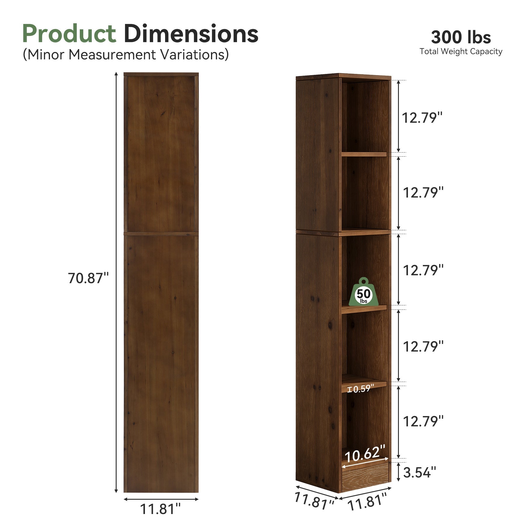 Tribesigns boekenkast van massief hout – 180 cm, smal 5-traps open rek voor boeken en accessoires