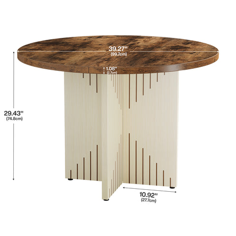 100 cm Ronde Eettafel, Vierpersoons Houten Tafel voor Keuken en Woonkamer