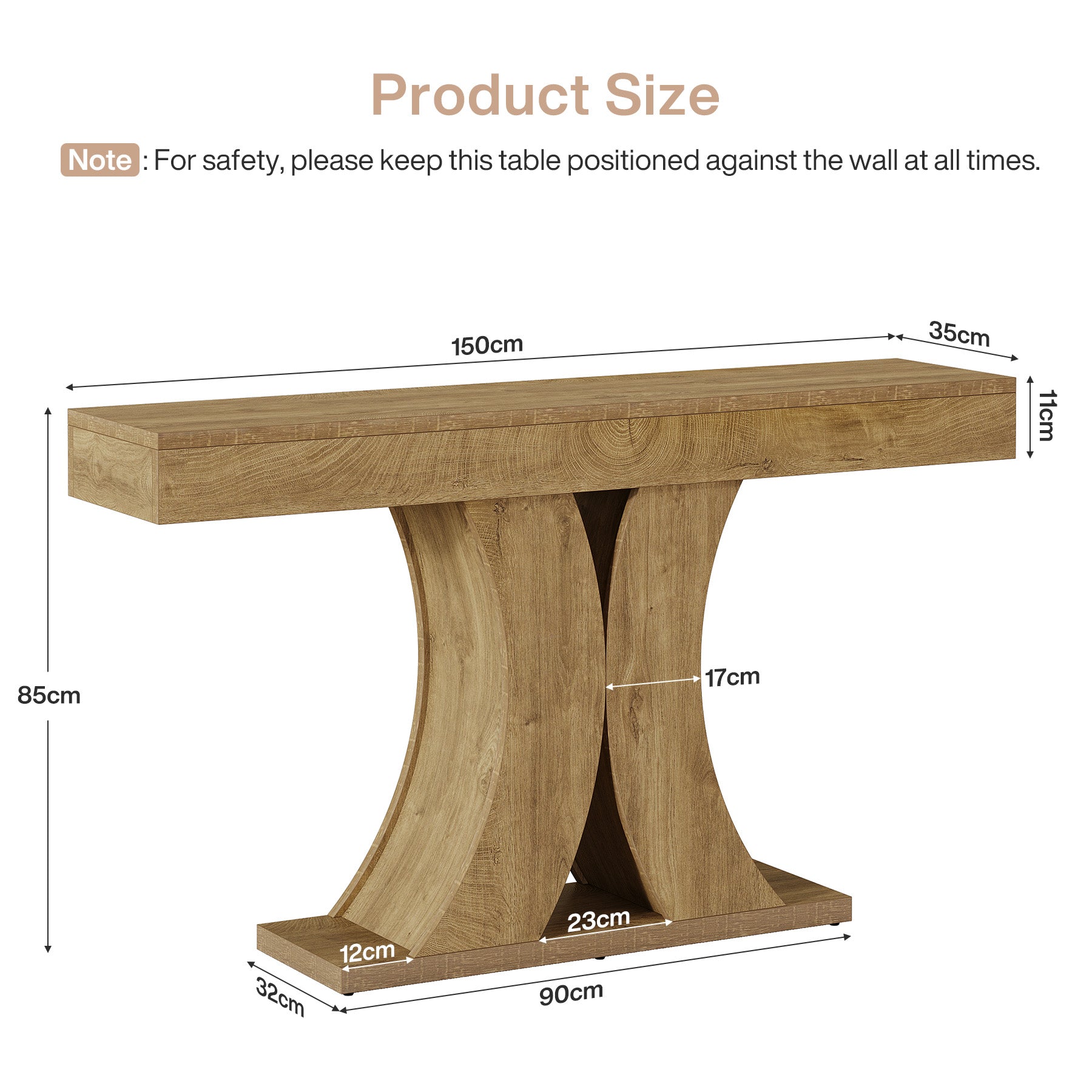 Tribesigns 150 cm Consoletafel, Smalle Houten Haltafel voor Woonkamer