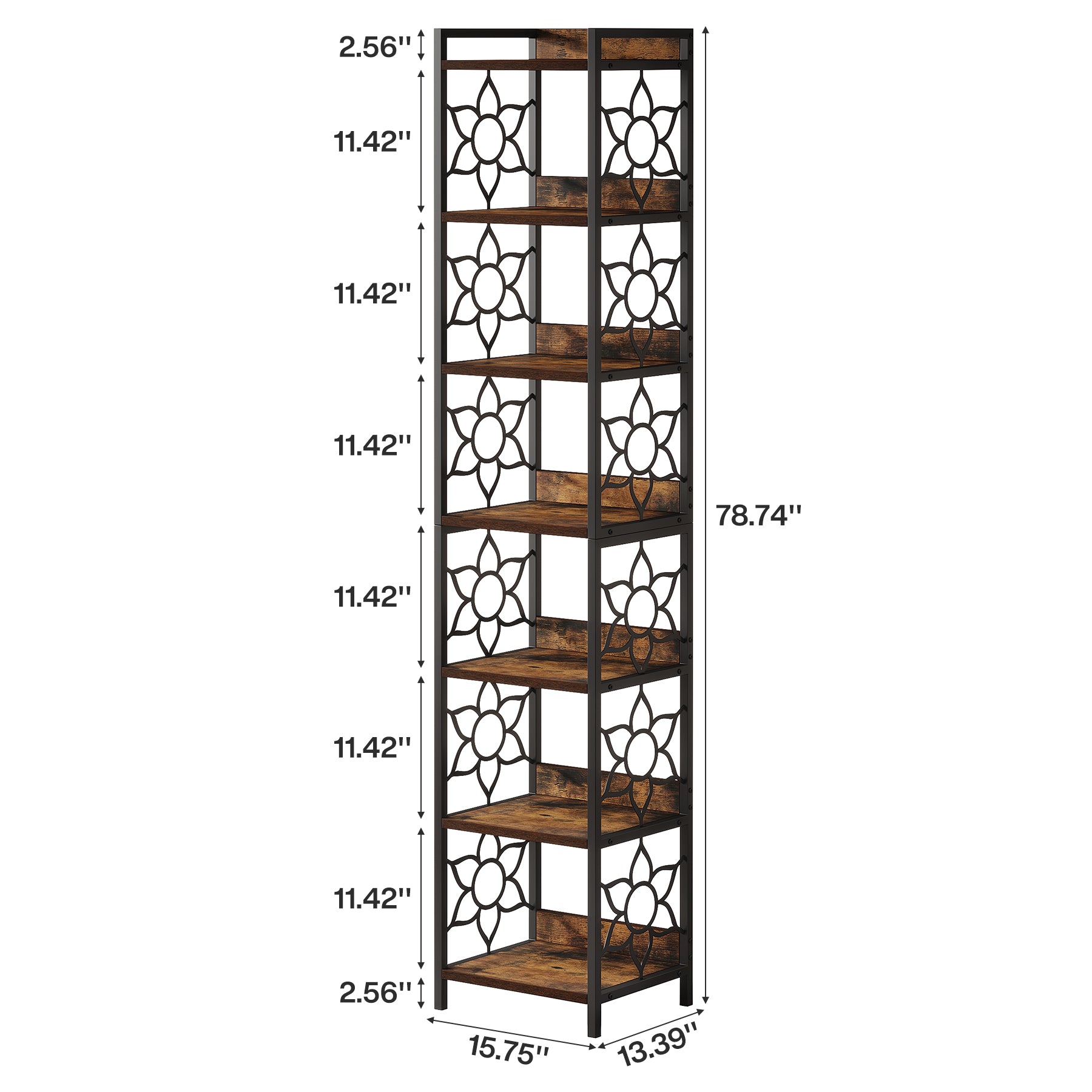 Tribesigns 200 cm 7-Tier Hoekplank，Extra Hoge Smalle Boekenplank