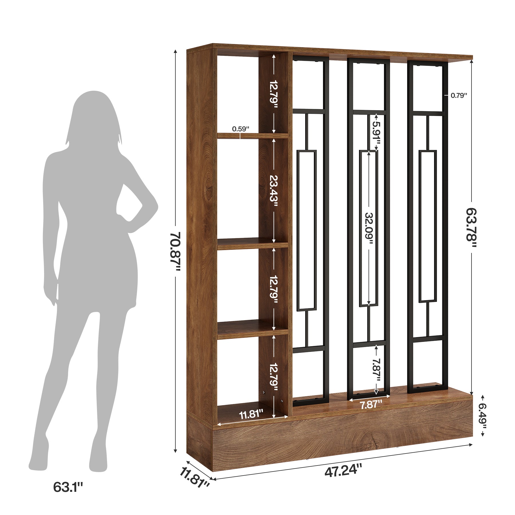 180 cm Tribesigns Roomdivider, Vrijstaand Wandrek met Displayplanken