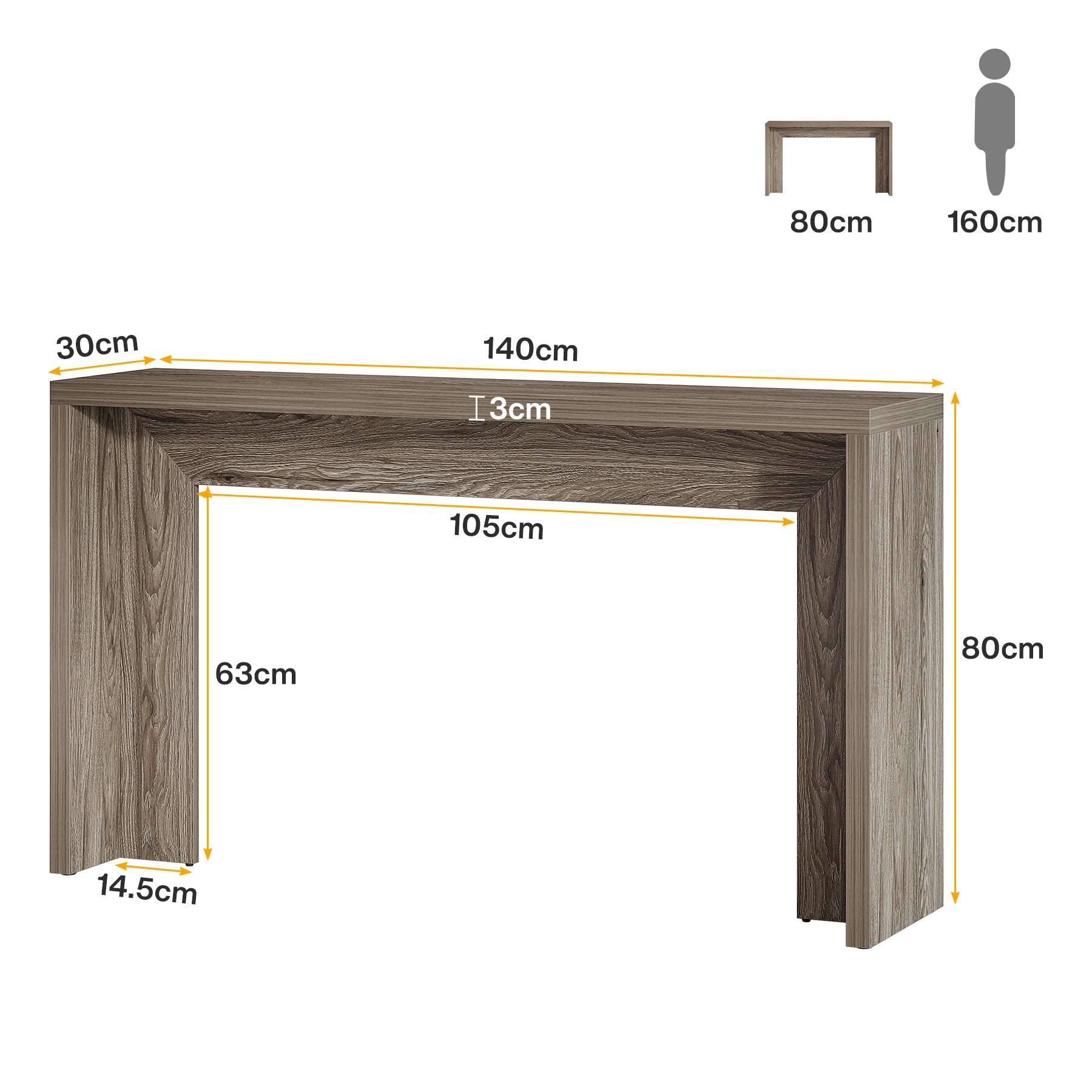 140 cm Houten Consoletafel met Opbergruimte, Landelijke Haltafel voor Entree