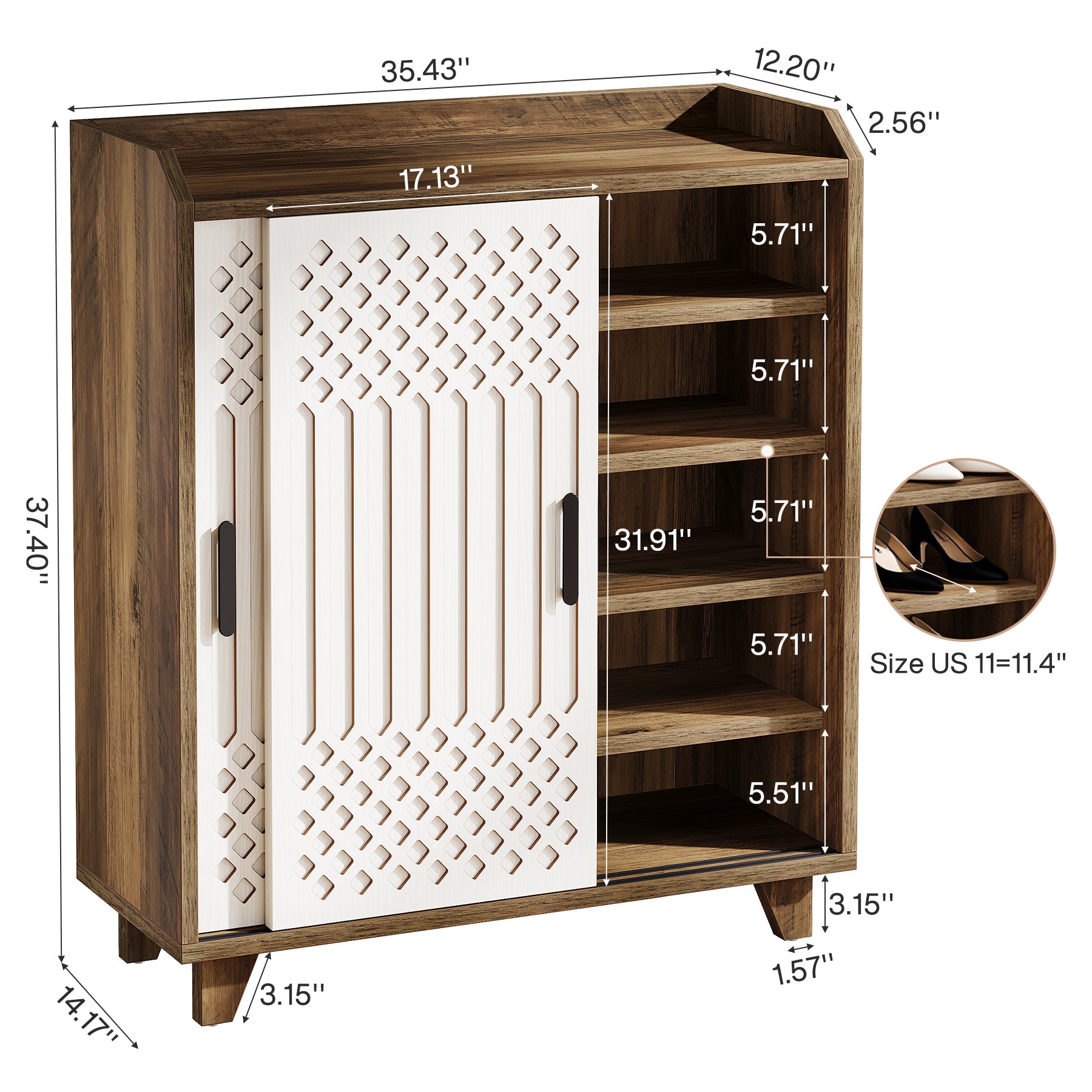 90 cm Schoenenkast, Moderne Opbergkast met Schuifdeuren voor Hal en Entree