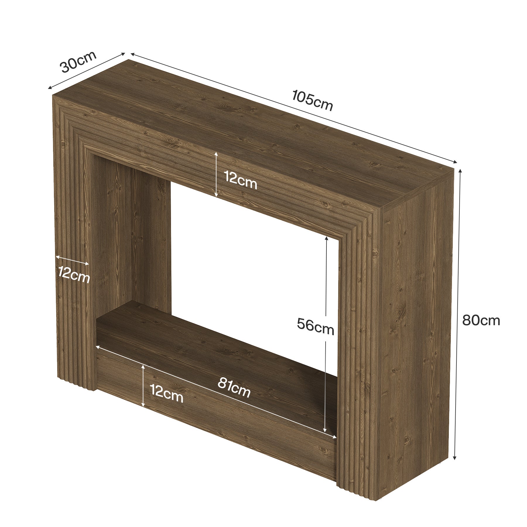 105 cm farmhouse consoletafel met opbergruimte, smalle 2-laagse sidetable voor entree of achter de bank
