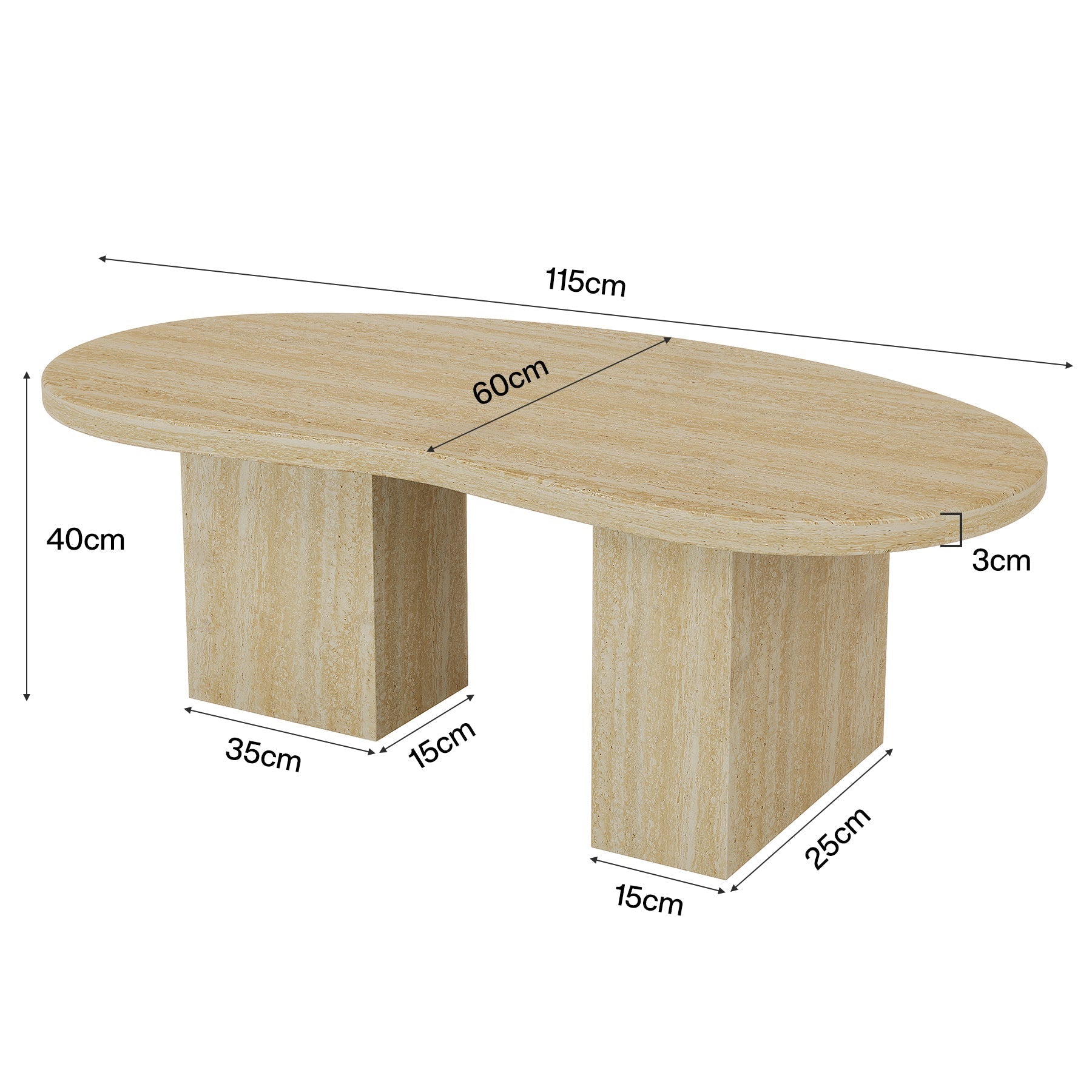 115 cm Ovale Salontafel, Grote Houten Cocktailtafel met Asymmetrische Voet in Eiken