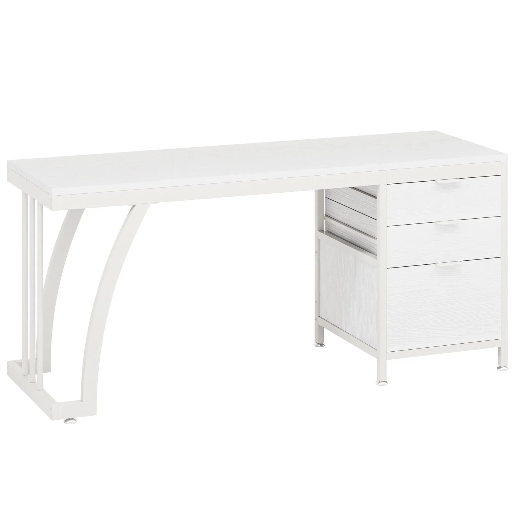 150 cm Computertafel, Industrieel Bureau Met 3 Ombouwbare Laden in Rustiek Bruin